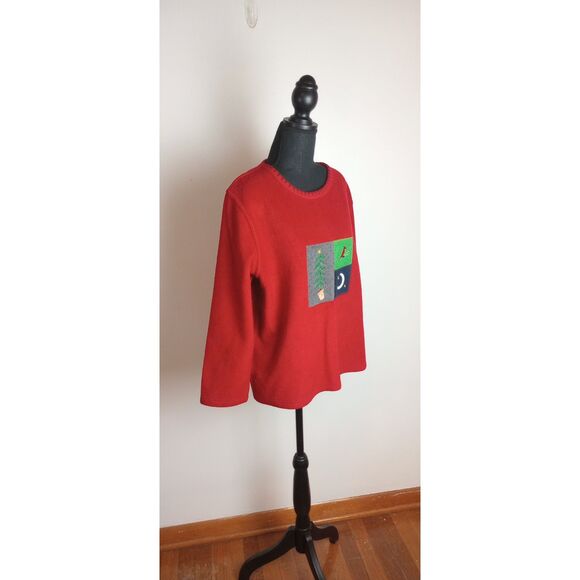 Christmas Sweater / Fleece X-Mas Top ~ Size M / Xmas Trees, Cardinals - Picture 5 of 8